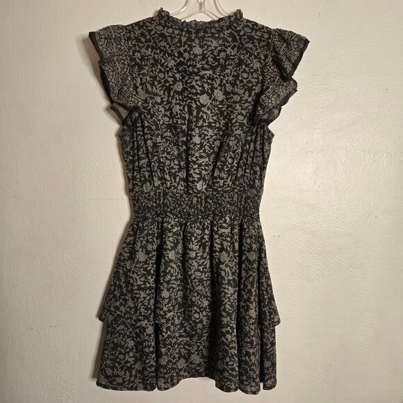 Cleobella Rachelle Mini Dress Raja Block Black Size S Floral Tie Front Tiered - Picture 4 of 14